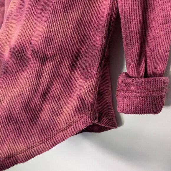 Anthropologie Pink Tie Dye Cowl Neck Waffle Knit Top NWT - Picture 2 of 5